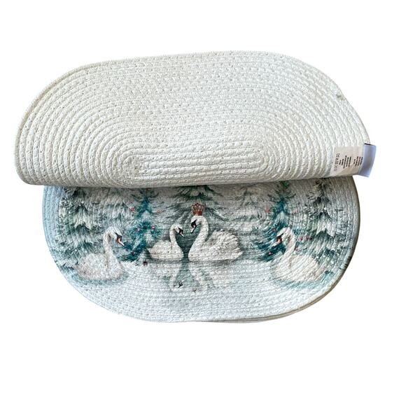 Cupcakes & Cashmere SWAN Braided Placemats 12x18 Christmas Holiday NEW - Picture 4 of 8